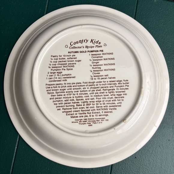 Vintage 90s Watkins Country Kids autumn pie plate and dessert plate - Picture 5 of 7